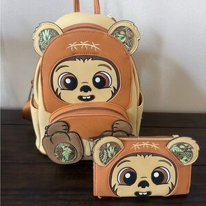 Loungefly Brown & Cream Bear Backpack and Wallet Set